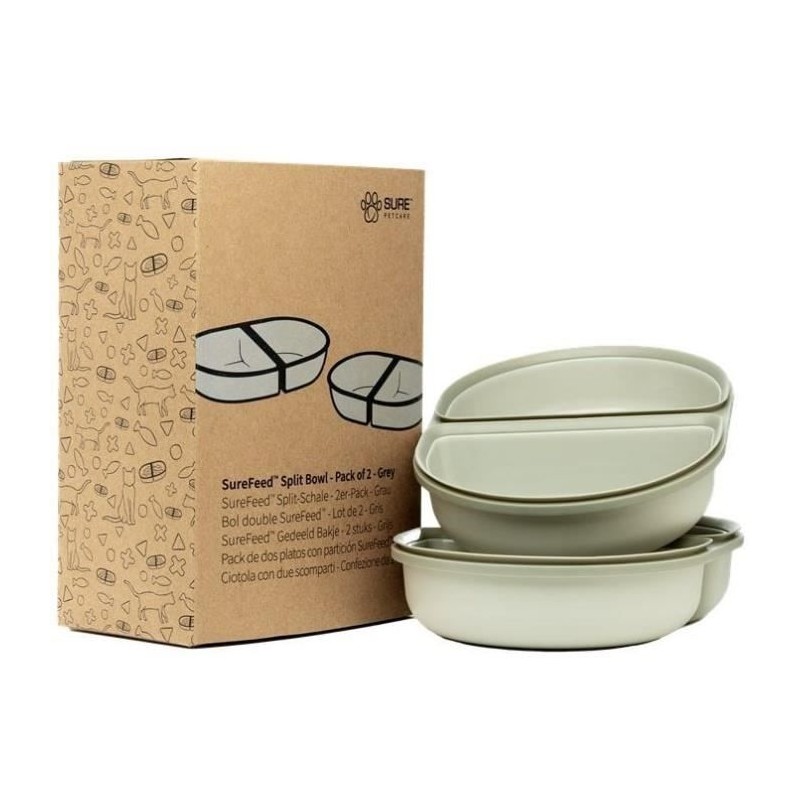 SUREFEED Bol double SureFeed - Lot de 2 (gris)