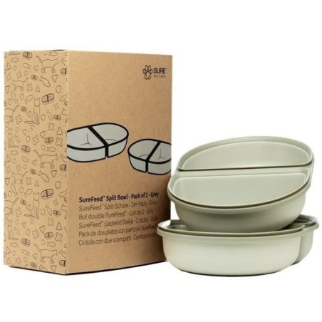 SUREFEED Bol double SureFeed - Lot de 2 (gris)