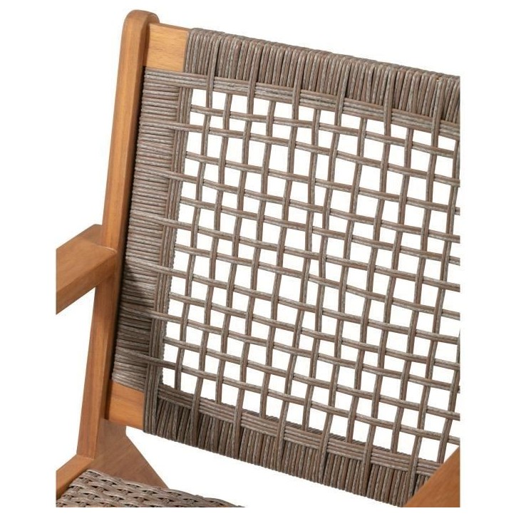 Fauteuil de jardin bas en bois d'Acacia FSC et en résine tressée - BORA - l60xP76xH73 cm Fauteuil de jardin bas en bois d'Acacia FSC et en résine tressée - BORA - l60xP76xH73 cm