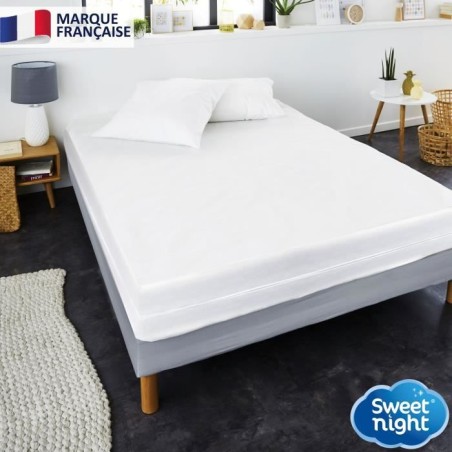 SWEET NIGHT Housse complete pour matelas Anti-acariens Anti punaise de lit - 180 x 200 cm - Blanc