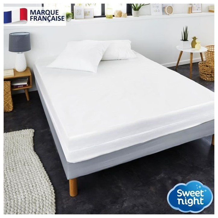 SWEET NIGHT Housse complete pour matelas Anti-acariens Anti punaise de lit - 180 x 200 cm - Blanc SWEET NIGHT Housse complete pour matelas Anti-acariens Anti punaise de lit - 180 x 200 cm - Blanc