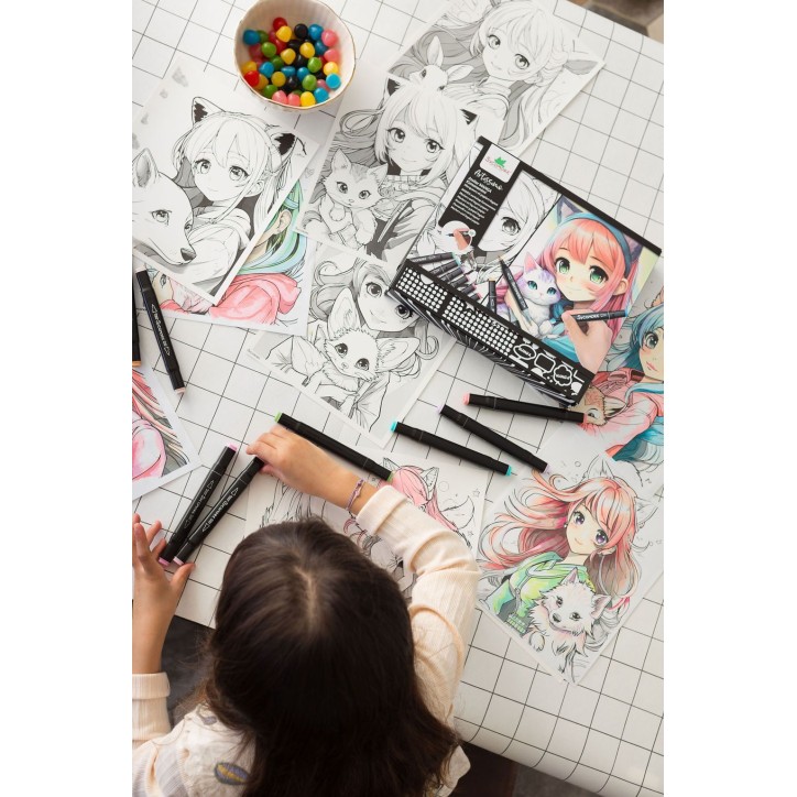 Coffret créatif - SYCOMORE - Layout et marqueurs - Kemonomimi - Des 10 ans