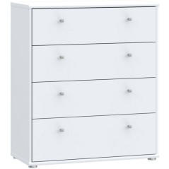 Commode TEMPRA 4 Tiroirs - Décor blanc – L 73,7 × P 34,8 × H 85,5