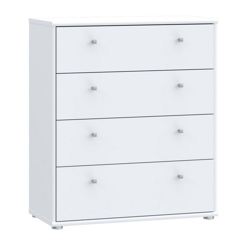 Commode TEMPRA 4 Tiroirs - Décor blanc – L 73,7 × P 34,8 × H 85,5