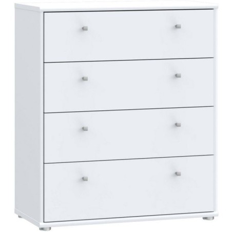 Commode TEMPRA 4 Tiroirs - Décor blanc – L 73,7 × P 34,8 × H 85,5
