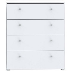 Commode TEMPRA 4 Tiroirs - Décor blanc – L 73,7 × P 34,8 × H 85,5