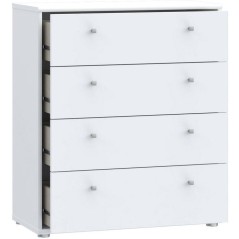 Commode TEMPRA 4 Tiroirs - Décor blanc – L 73,7 × P 34,8 × H 85,5