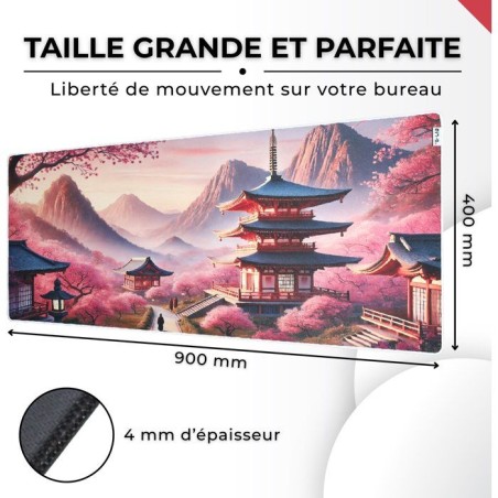 The G-Lab - Pad Temple - Tapis de Souris XXL - 900x400 - Base Antidérapante – Temple Japonais