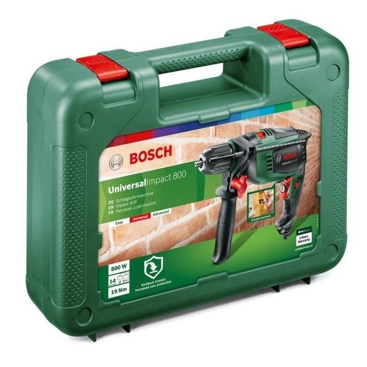 Perceuse a percussion filaire Bosch - UniversalImpact 800 (800W, béton 14mm, bois 30mm, livré avec accessoires) Perceuse a percussion filaire Bosch - UniversalImpact 800 (800W, béton 14mm, bois 30mm, livré avec accessoires)
