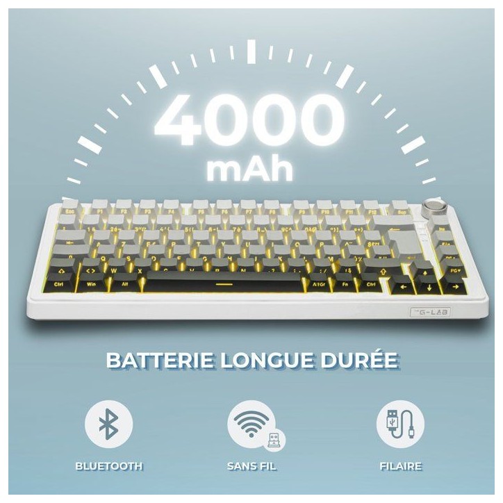 Clavier gamer mécanique - Switch linéaire - THE G-LAB - KEYZ ELITE 300 - TKL 75% - RGB - Sans fil triple mode Clavier gamer mécanique - Switch linéaire - THE G-LAB - KEYZ ELITE 300 - TKL 75% - RGB - Sans fil triple mode