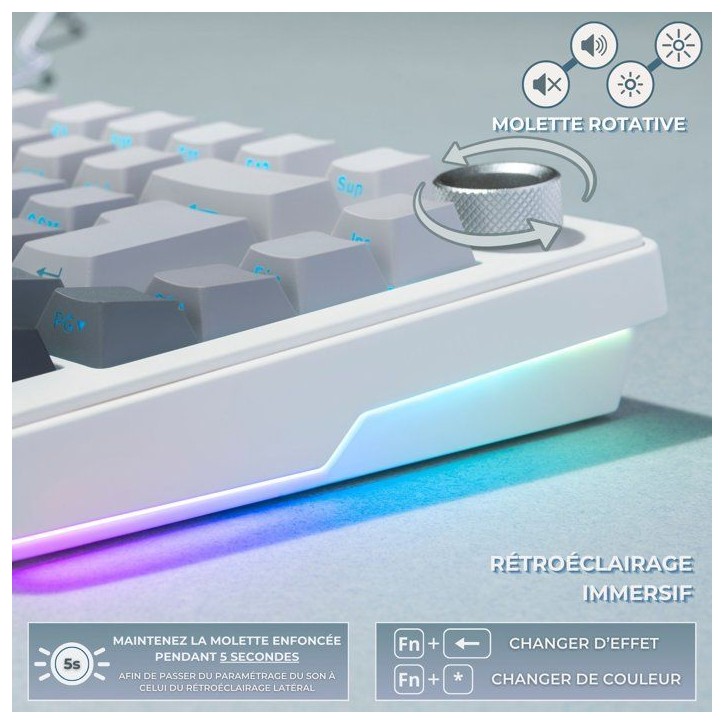 Clavier gamer mécanique - Switch linéaire - THE G-LAB - KEYZ ELITE 300 - TKL 75% - RGB - Sans fil triple mode Clavier gamer mécanique - Switch linéaire - THE G-LAB - KEYZ ELITE 300 - TKL 75% - RGB - Sans fil triple mode