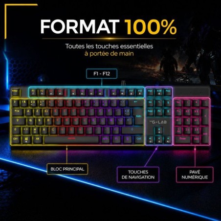 Clavier gamer mécanique - Switch rouge - THE G-LAB - KEYZ RADIUM - 100% - Filaire - Rainbow