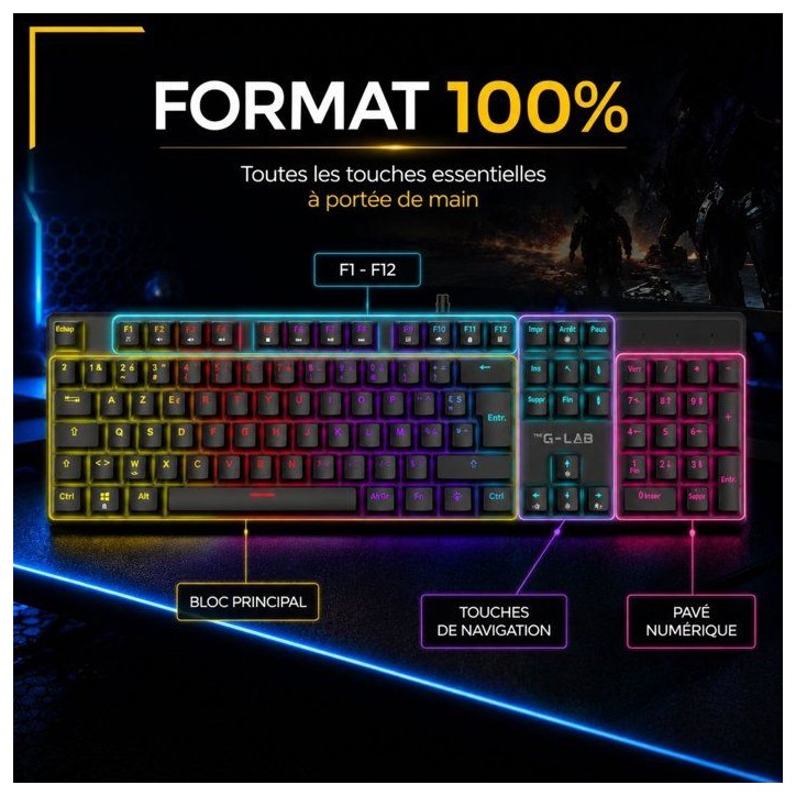 Clavier gamer mécanique - Switch rouge - THE G-LAB - KEYZ RADIUM - 100% - Filaire - Rainbow Clavier gamer mécanique - Switch rouge - THE G-LAB - KEYZ RADIUM - 100% - Filaire - Rainbow