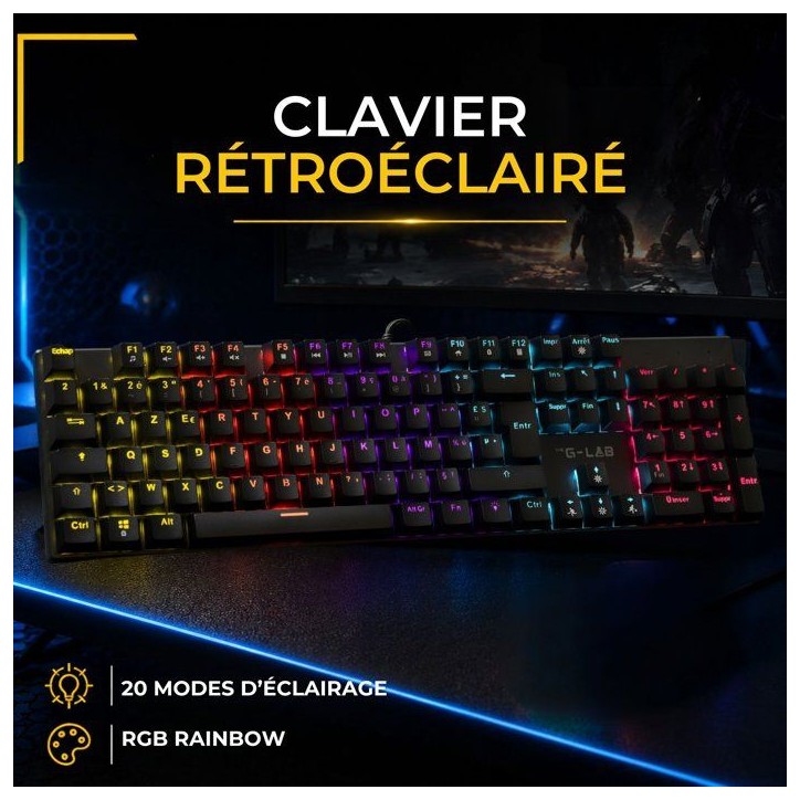 Clavier gamer mécanique - Switch rouge - THE G-LAB - KEYZ RADIUM - 100% - Filaire - Rainbow Clavier gamer mécanique - Switch rouge - THE G-LAB - KEYZ RADIUM - 100% - Filaire - Rainbow