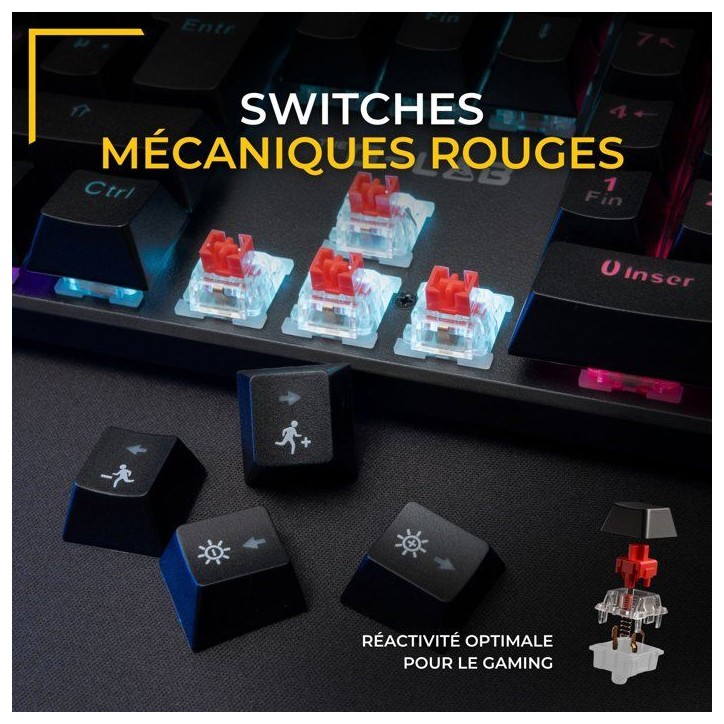 Clavier gamer mécanique - Switch rouge - THE G-LAB - KEYZ RADIUM - 100% - Filaire - Rainbow Clavier gamer mécanique - Switch rouge - THE G-LAB - KEYZ RADIUM - 100% - Filaire - Rainbow
