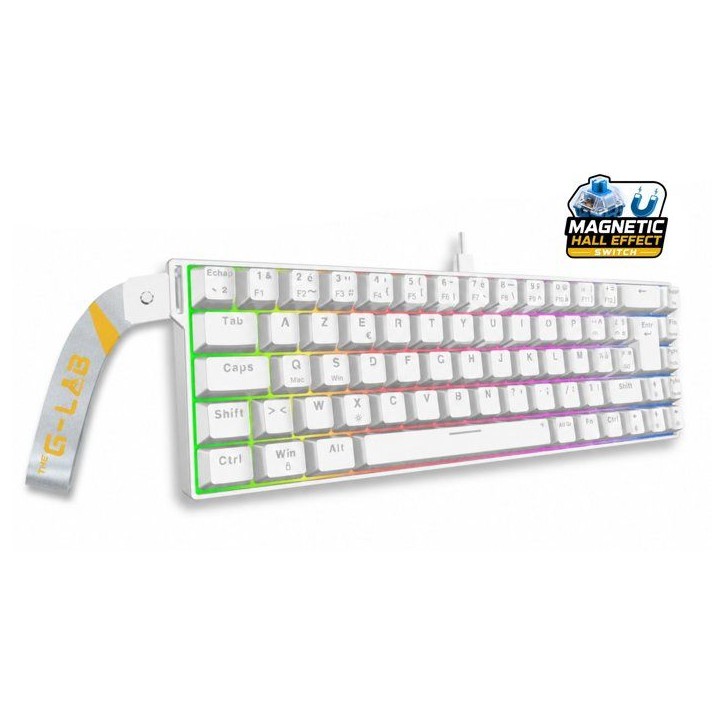 Clavier gamer - Magnétique - THE G-LAB - Keyz Titanium HE - AZERTY Compact 65% - RGB - Blanc