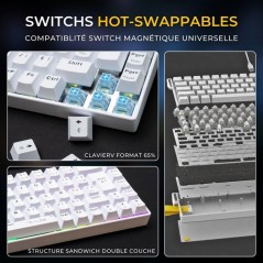 Clavier gamer - Magnétique - THE G-LAB - Keyz Titanium HE - AZERTY Co