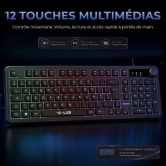 Clavier gamer membrane - Touches silencieuses - THE G-LAB - KEYZ CAESI