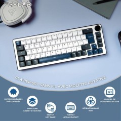 Clavier mécanique gamer - PBT double injection - THE G-LAB - KEYZ Elite 200 BW - AZERTY TKL - RGB - Bleu