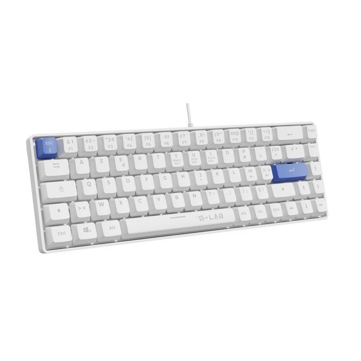 Clavier Gamer - The G-Lab - KEYZ HYDROGEN - 60% Format Compact - Touches bleus - Filaire -BLANC Clavier Gamer - The G-Lab - KEYZ HYDROGEN - 60% Format Compact - Touches bleus - Filaire -BLANC