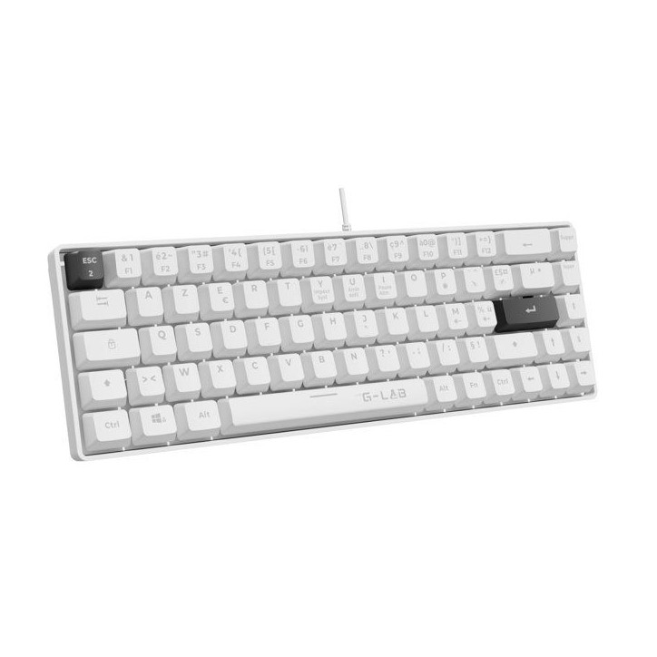 Clavier Gamer - The G-Lab - KEYZ HYDROGEN - 60% Format Compact - Touches noir - Filaire -BLANC Clavier Gamer - The G-Lab - KEYZ HYDROGEN - 60% Format Compact - Touches noir - Filaire -BLANC
