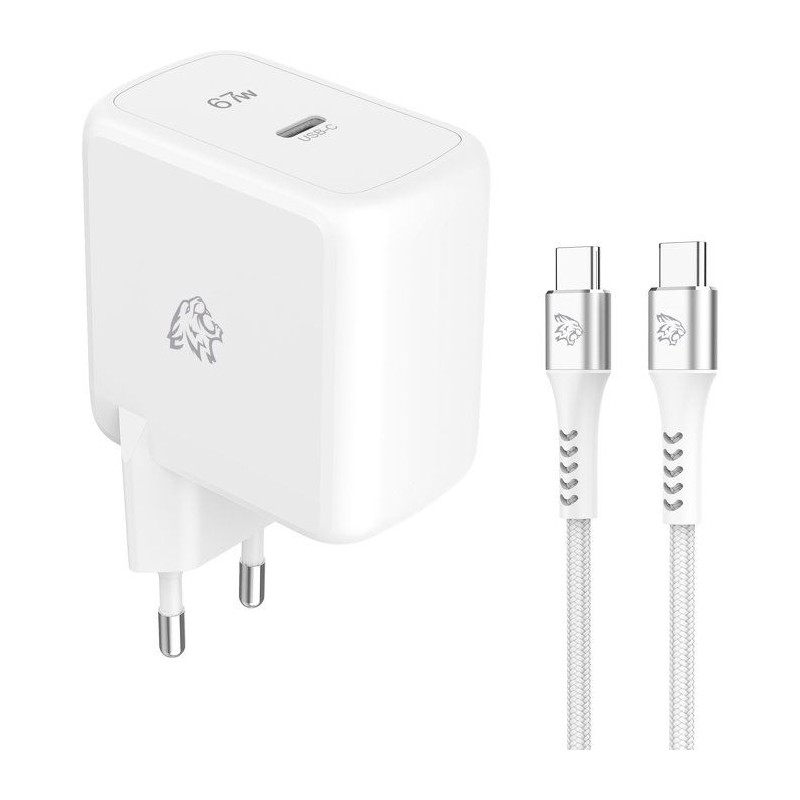 Chargeur secteur - TIGER POWER - LITE PACK - GaN 67W - Câble USB-C 2