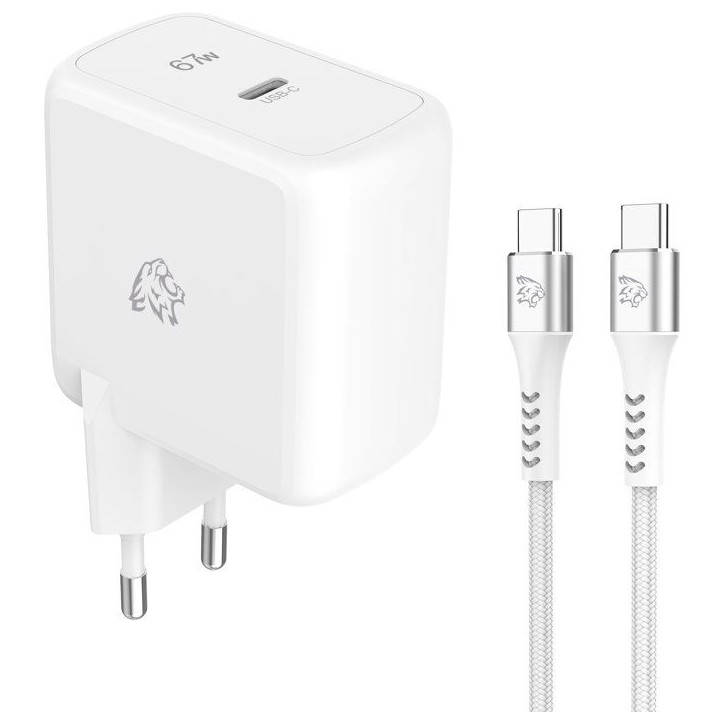 Chargeur secteur - TIGER POWER - LITE PACK - GaN 67W - Câble USB-C 2 m - Blanc Chargeur secteur - TIGER POWER - LITE PACK - GaN 67W - Câble USB-C 2 m - Blanc