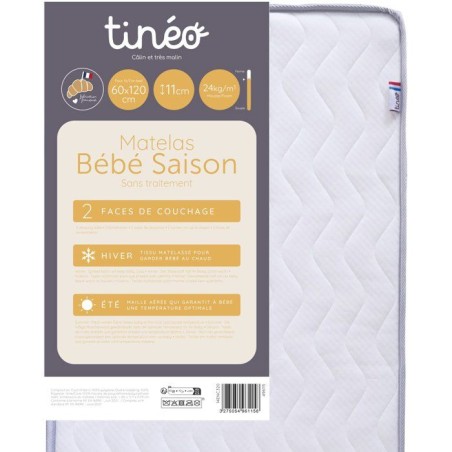 Matelas bébé saison - 60 x 120 cm - Ep. 11 cm - TINEO