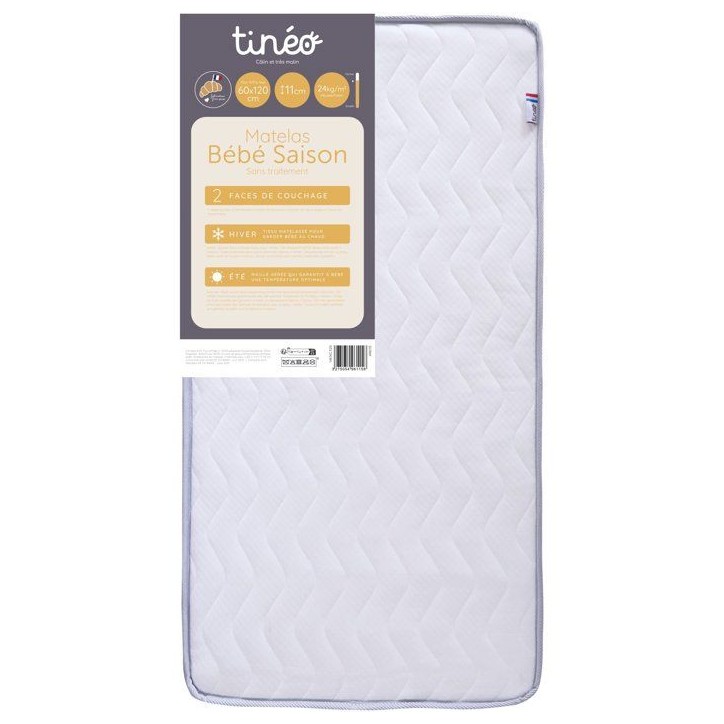 Matelas bébé saison - 60 x 120 cm - Ep. 11 cm - TINEO Matelas bébé saison - 60 x 120 cm - Ep. 11 cm - TINEO