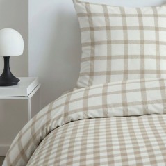 Parure de Lit - 240 x 220 cm - Coton Imprimé Graphique - Beige Clair