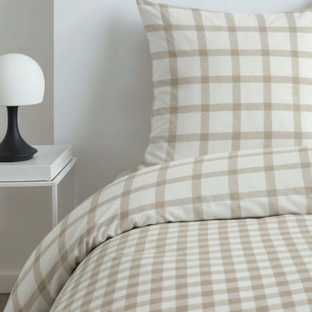 Parure de Lit - 260 x 240 cm - Coton Imprimé Graphique - Beige Clair