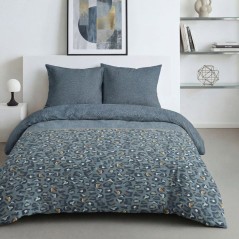 Parure de Lit - 240 x 220 cm - Coton Imprimé Léopard Bleu - TODAY SU
