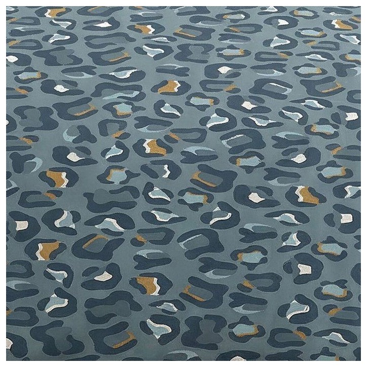 Parure de Lit - 240 x 220 cm - Coton Imprimé Léopard Bleu - TODAY SUNSHINE Parure de Lit - 240 x 220 cm - Coton Imprimé Léopard Bleu - TODAY SUNSHINE