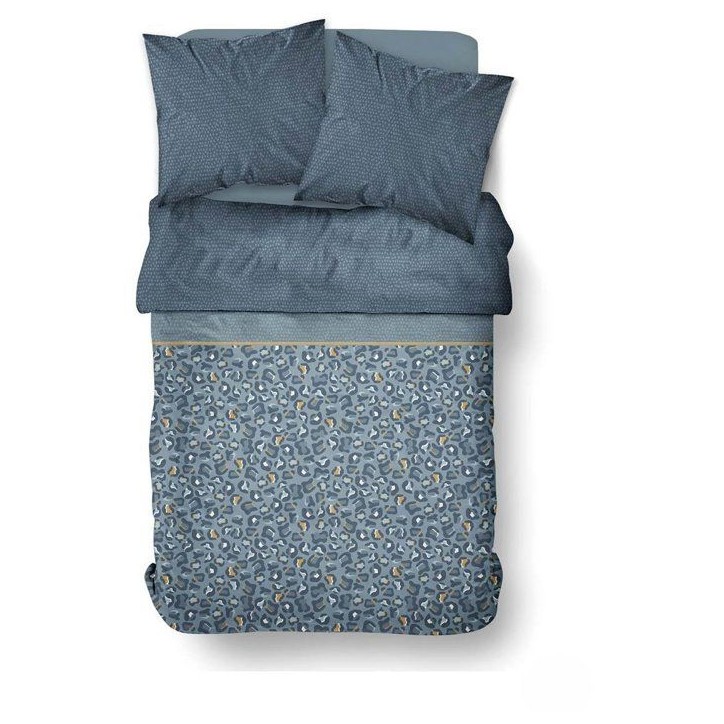 Parure de Lit - 260 x 240 cm - Coton Imprimé Léopard Bleu - TODAY SUNSHINE Parure de Lit - 260 x 240 cm - Coton Imprimé Léopard Bleu - TODAY SUNSHINE