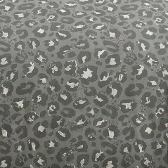 Parure de Lit - 260 x 240 cm - Coton Imprimé Léopard Gris Anthracite