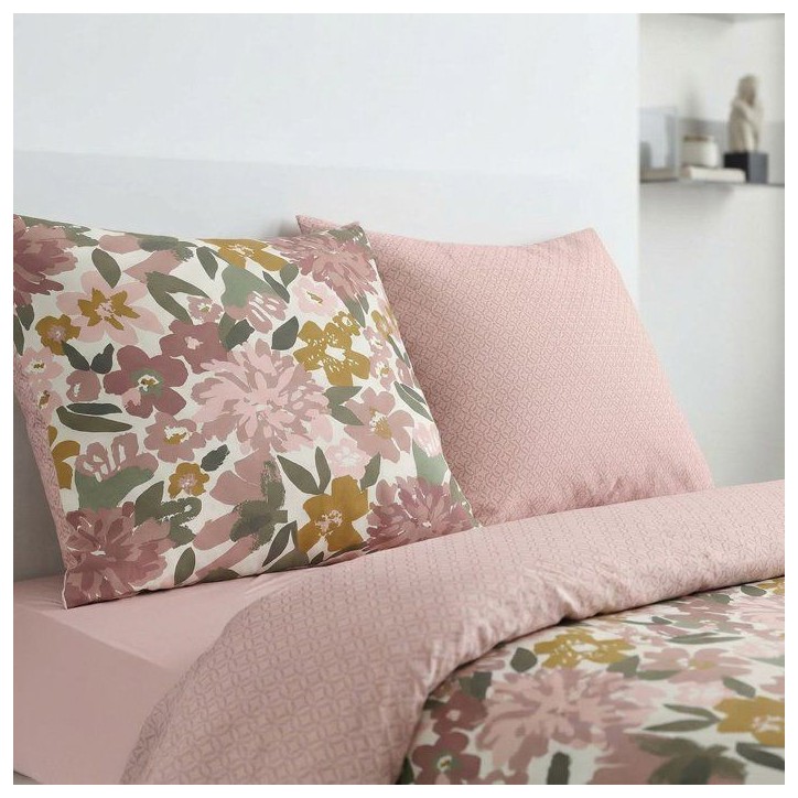 Parure de Lit - 260 x 240 cm - Coton Imprimé Floral Champetre Rose Poudré - TODAY SUNSHINE Parure de Lit - 260 x 240 cm - Coton Imprimé Floral Champetre Rose Poudré - TODAY SUNSHINE