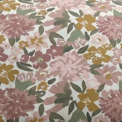Parure de Lit - 260 x 240 cm - Coton Imprimé Floral Champetre Rose Po