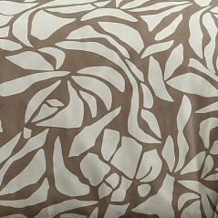 Parure de Lit - 260 x 240 cm - Coton Imprimé Feuillage Taupe - TODAY