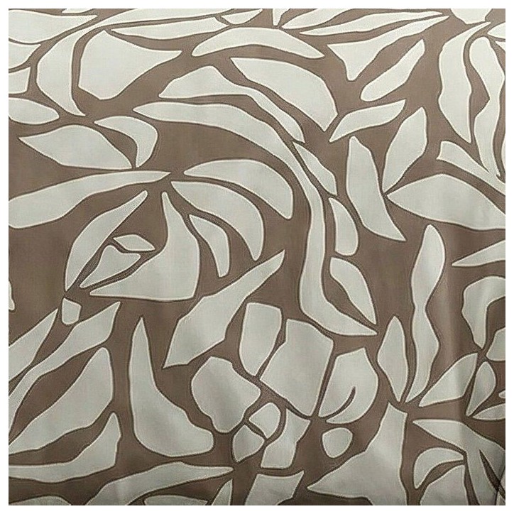 Parure de Lit - 260 x 240 cm - Coton Imprimé Feuillage Taupe - TODAY SUNSHINE Parure de Lit - 260 x 240 cm - Coton Imprimé Feuillage Taupe - TODAY SUNSHINE