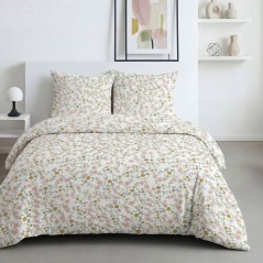 Parure de Lit - 240 x 220 cm - Coton Imprimé Floral - Type Liberty -