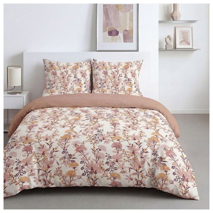 Parure de Lit - 260 x 240 cm - Coton Imprimé Motif Floral Rose - TODAY SUNSHINE Parure de Lit - 260 x 240 cm - Coton Imprimé Motif Floral Rose - TODAY SUNSHINE