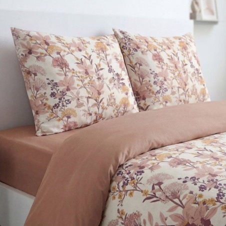 Parure de Lit - 260 x 240 cm - Coton Imprimé Motif Floral Rose - TODAY SUNSHINE
