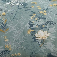 Parure de Lit - 260 x 240 cm - Coton Imprimé Motif Floral Bleu - TODA