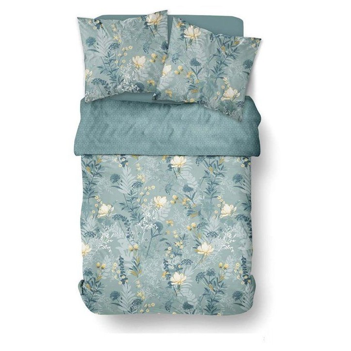 Parure de Lit - 260 x 240 cm - Coton Imprimé Motif Floral Bleu - TODAY SUNSHINE Parure de Lit - 260 x 240 cm - Coton Imprimé Motif Floral Bleu - TODAY SUNSHINE