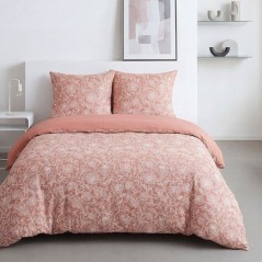 Parure de Lit - 240 x 220 cm - Coton Imprimé Floral Vieux Rose - TODA