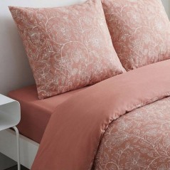 Parure de Lit - 260 x 240 cm - Coton Imprimé Floral Vieux Rose - TODA