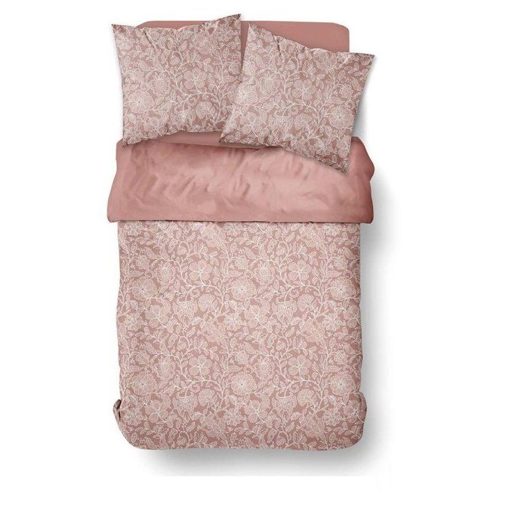 Parure de Lit - 260 x 240 cm - Coton Imprimé Floral Vieux Rose - TODAY SUNSHINE Parure de Lit - 260 x 240 cm - Coton Imprimé Floral Vieux Rose - TODAY SUNSHINE