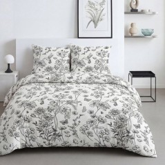 Parure de Lit - 240 x 220 cm - Coton Imprimé Floral Blanc - TODAY SUN