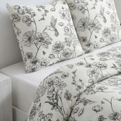 Parure de Lit - 240 x 220 cm - Coton Imprimé Floral Blanc - TODAY SUNSHINE