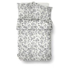 Parure de Lit - 240 x 220 cm - Coton Imprimé Floral Blanc - TODAY SUN